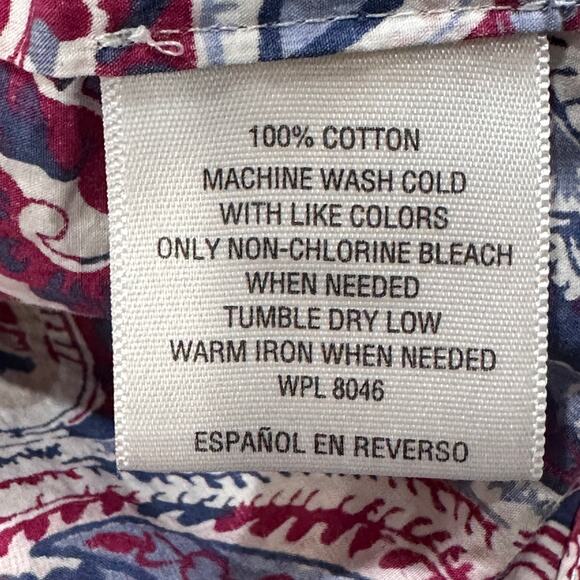 Charter Club Womens Shirt 12 Pink Blue Paisley Button Up Relaxed Fit Long Sleeve - Picture 8 of 8